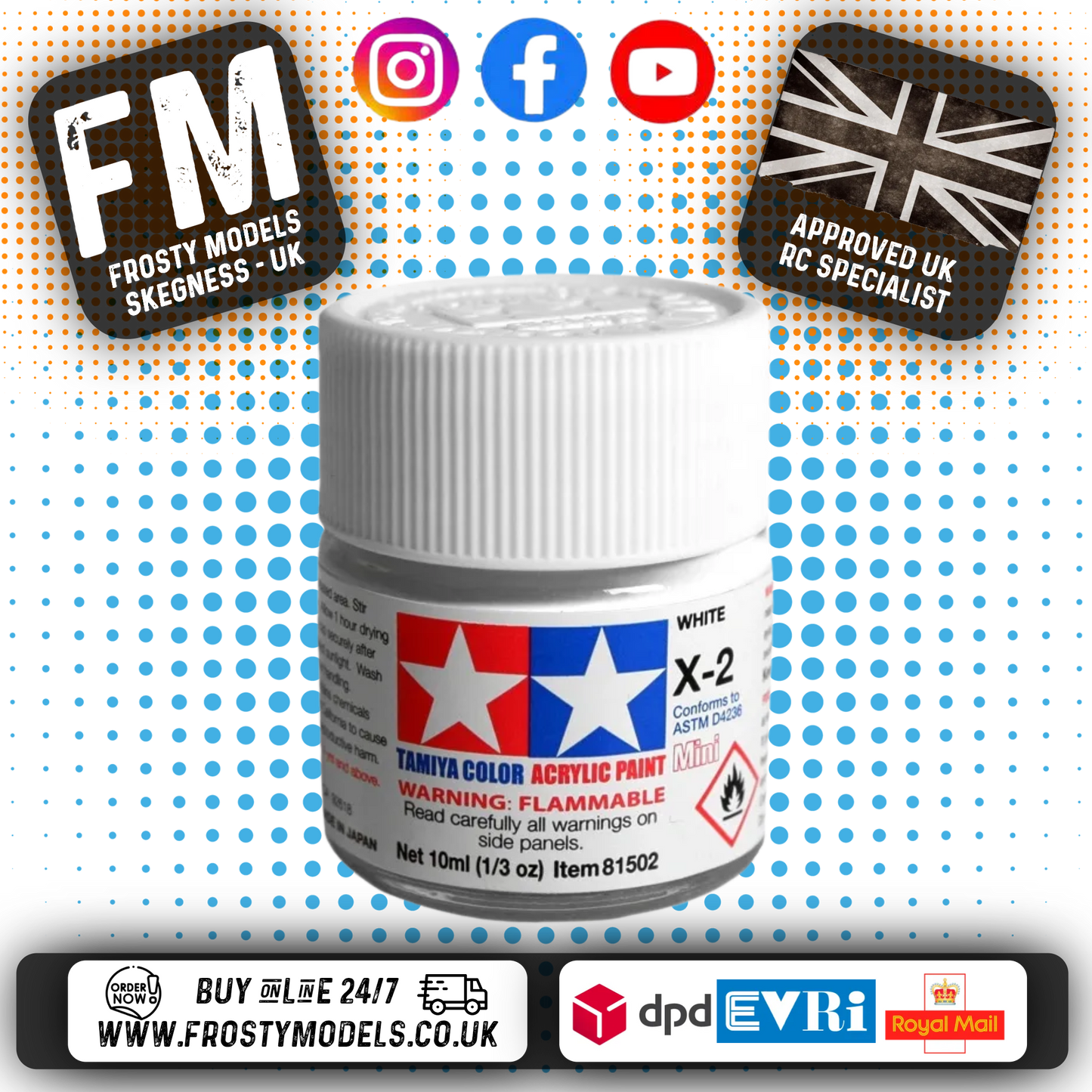 TAMIYA - X ACRYLIC GLOSS HAND/AIRBRUSH PAINT (10ML) X1 TO X34 ALL COLOURS LISTING