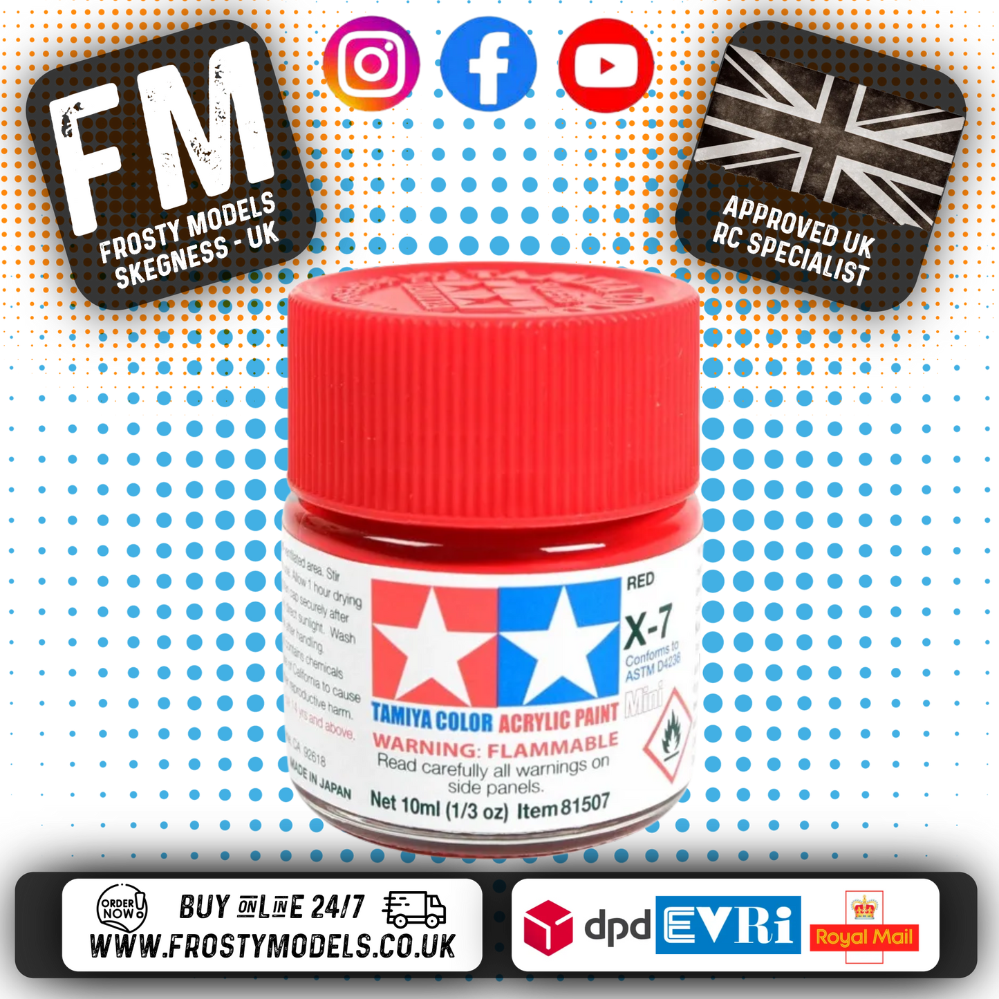TAMIYA - X ACRYLIC GLOSS HAND/AIRBRUSH PAINT (10ML) X1 TO X34 ALL COLOURS LISTING