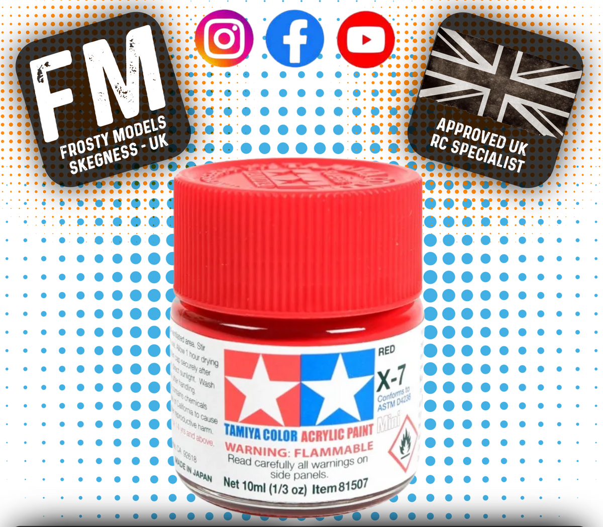 TAMIYA - X ACRYLIC GLOSS HAND/AIRBRUSH PAINT (10ML) X1 TO X34 ALL COLOURS LISTING
