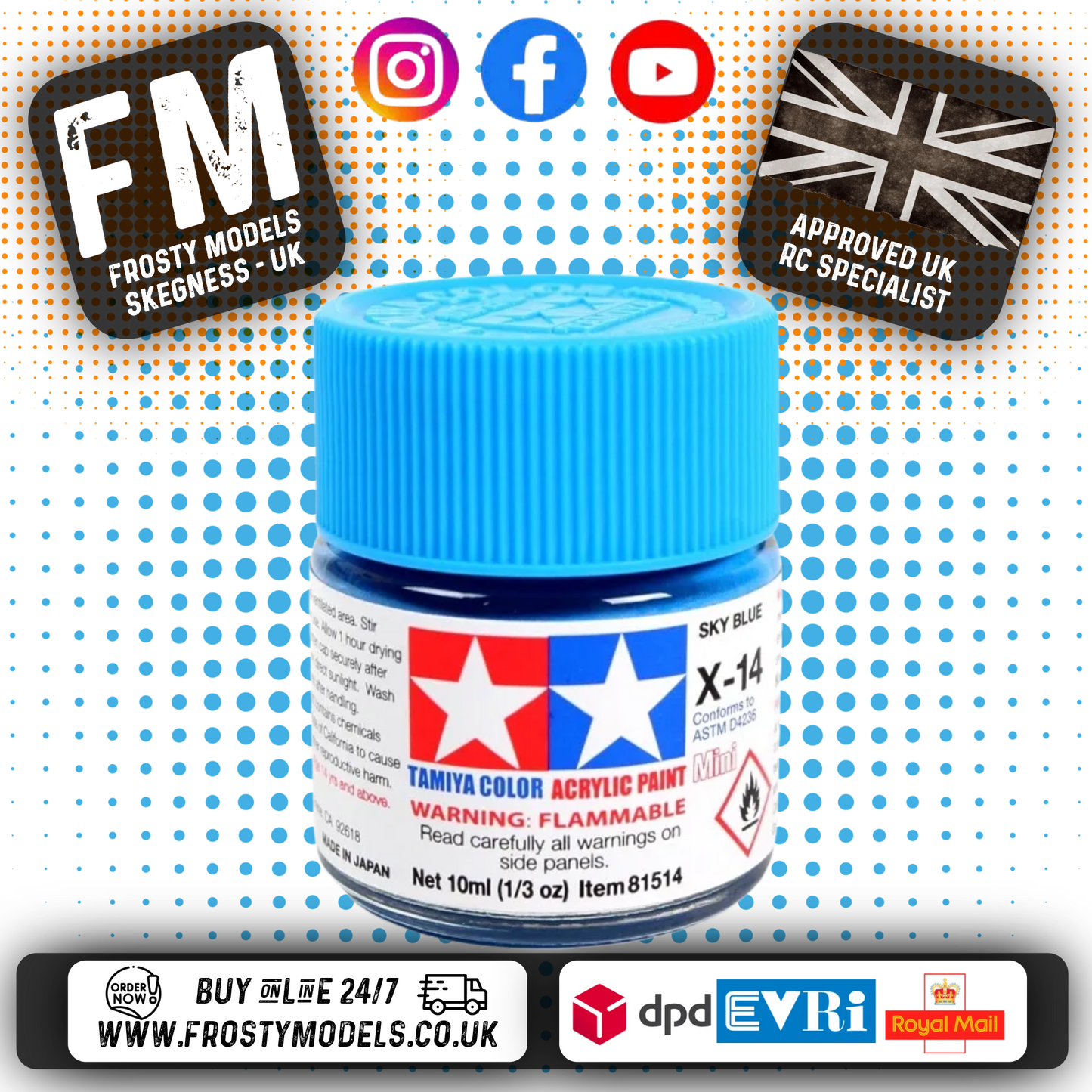 TAMIYA - X ACRYLIC GLOSS HAND/AIRBRUSH PAINT (10ML) X1 TO X34 ALL COLOURS LISTING