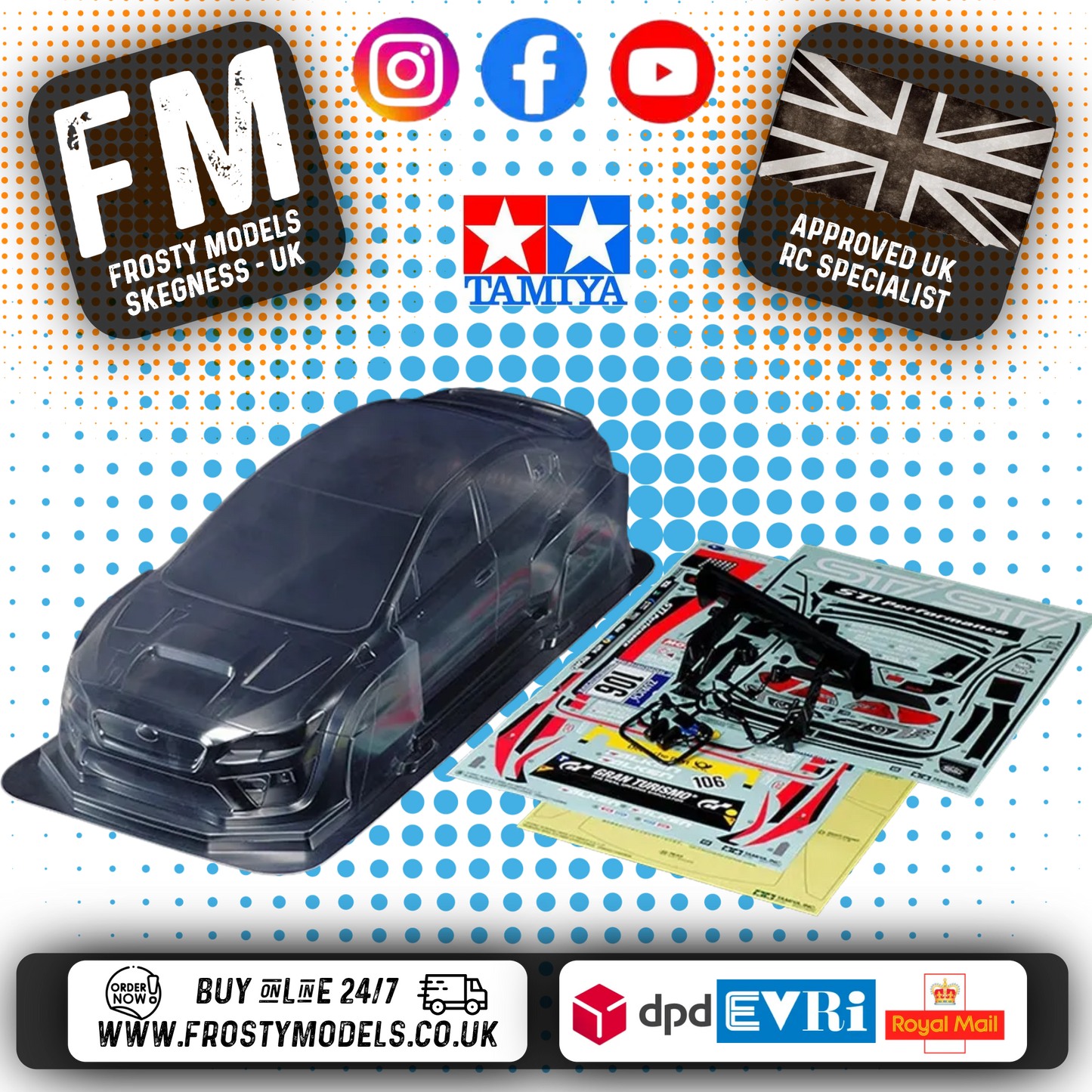 TAMIYA - SUBARU WRX RALLY STI BODY SHELL SET 1/10 RC 190MM - NOT PAINTED - 51593