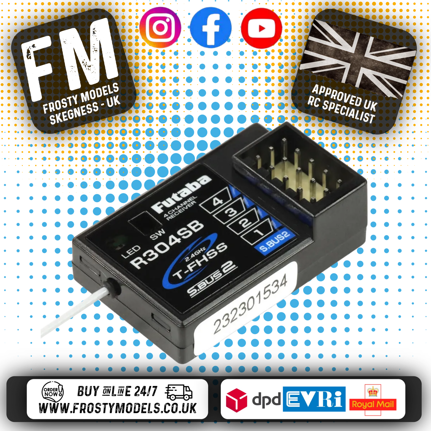 Futaba - R304SB 4-Channel (PWM) (FOR T4GRS) Surface Receiver S.BUS T-FHSS - FUT05102588-3