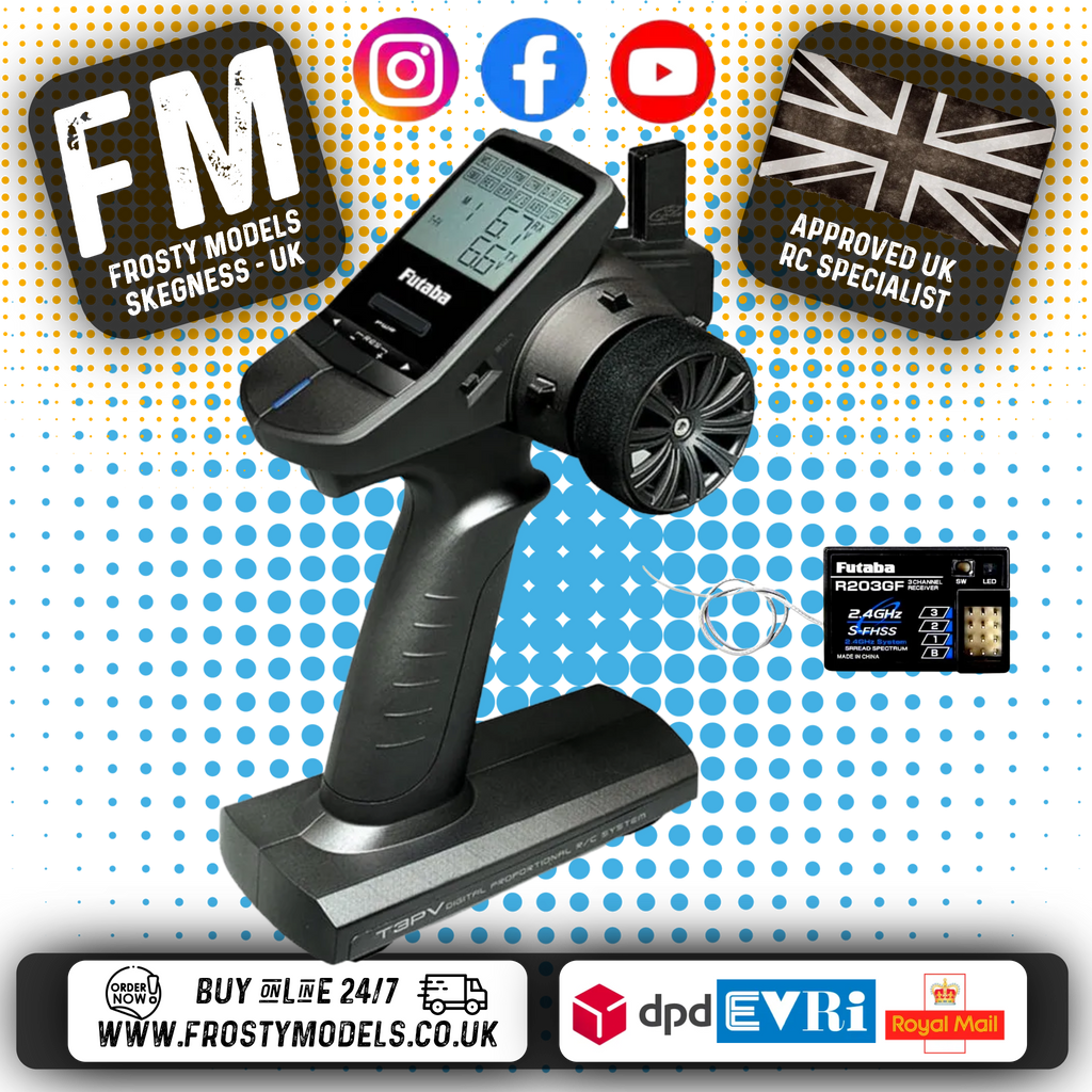 Futaba - T3PV 3-Channel 2.4ghz Surface Wheel Radio with R203GF Receiver - FUT05003108-3