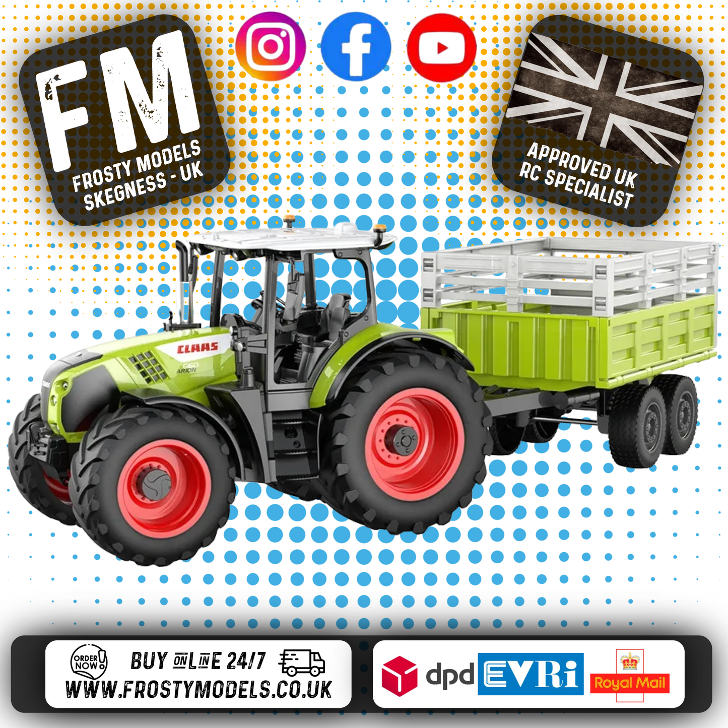 CLAAS ARION 660 - RC Tractor with trailer 1:24 - E685-003 - Licenced Product (Working Lights)