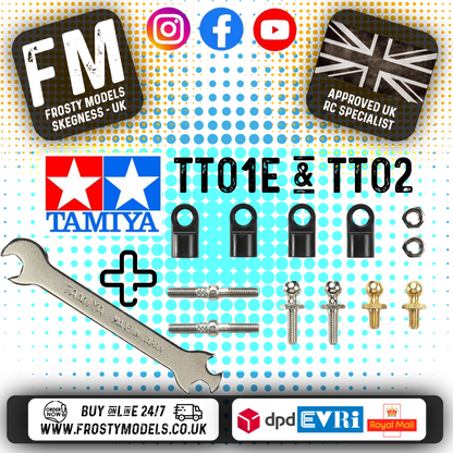 TAMIYA - 53662 RC TT01E / TT02 ADJUSTABLE STEERING TRACKING TIE RODS (INC'S SPANNER & FIXINGS)