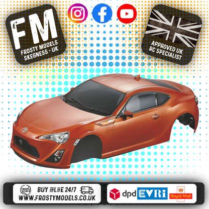 KILLERBODY - 1/10 TOYOTA 86 CAR BODY- 190MM PRE-PAINTED W/LIGHT BUCKETS - MET ORANGE - KB48567
