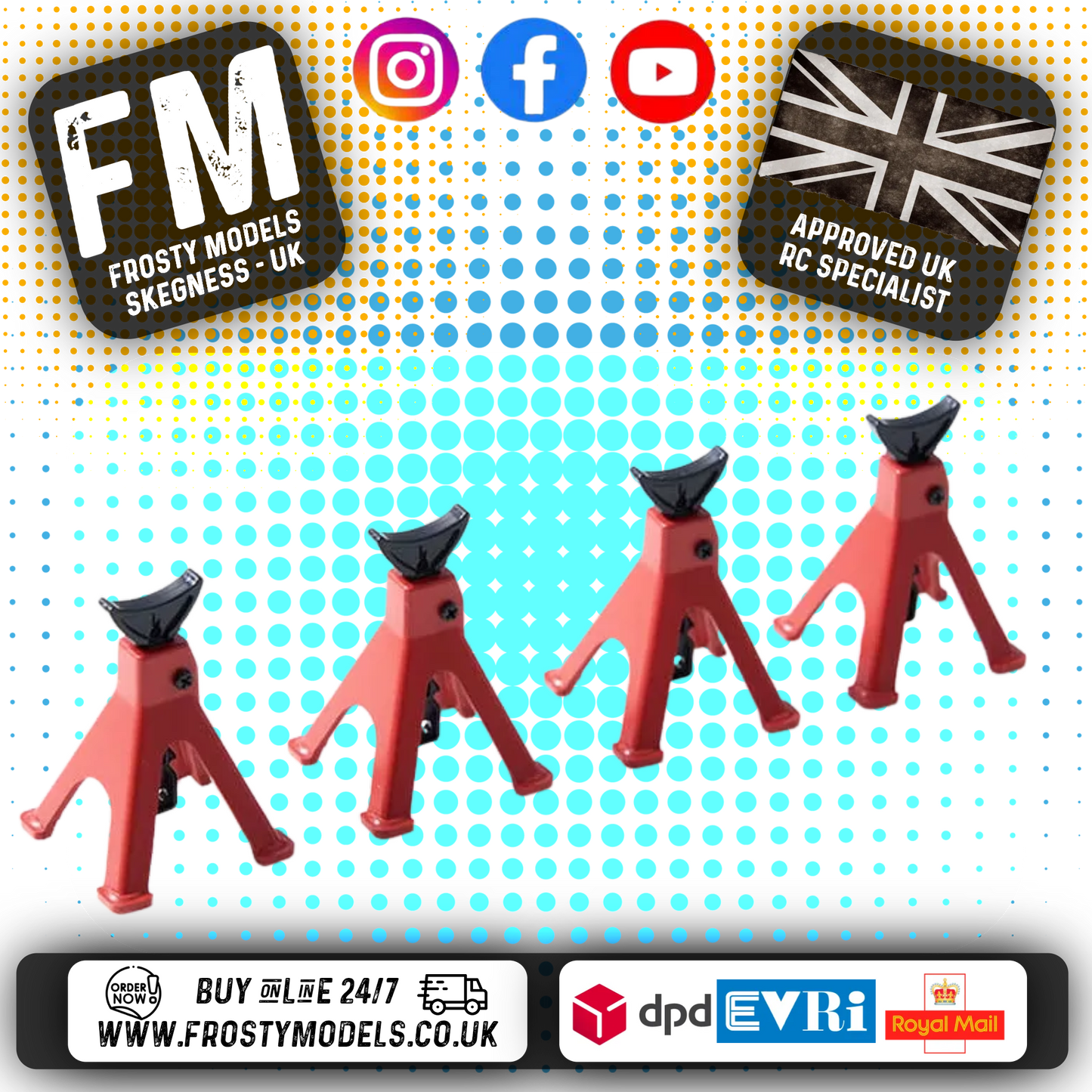 FMS - 1:18 CRAWLER / SIMULATION RC CAR/TRUCK LIFTING JACK (4PCS) - FMS-C3382