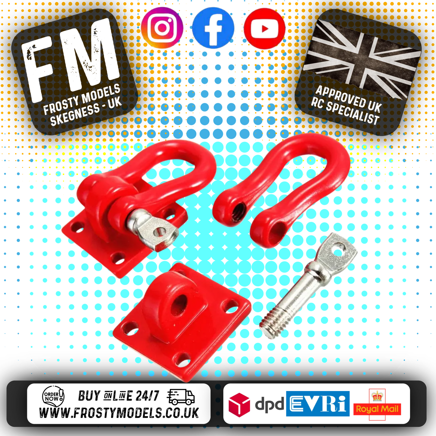 RC OVERHAUL - ROCK CRAWLER Trailer Shackle w/mounting bracket 1/10th Red (Pk2) G-RCO-CR015
