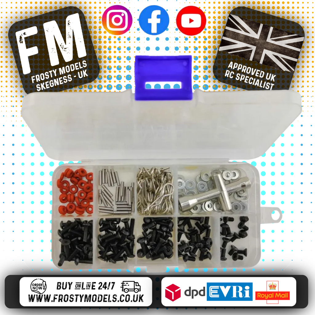 RC OVERHAUL - Screws (M3 Washers & Bolts/ O-rings, Body Clips) & Parts Pit Box 1/10th (161pcs boxed) G-RCO-SCR002