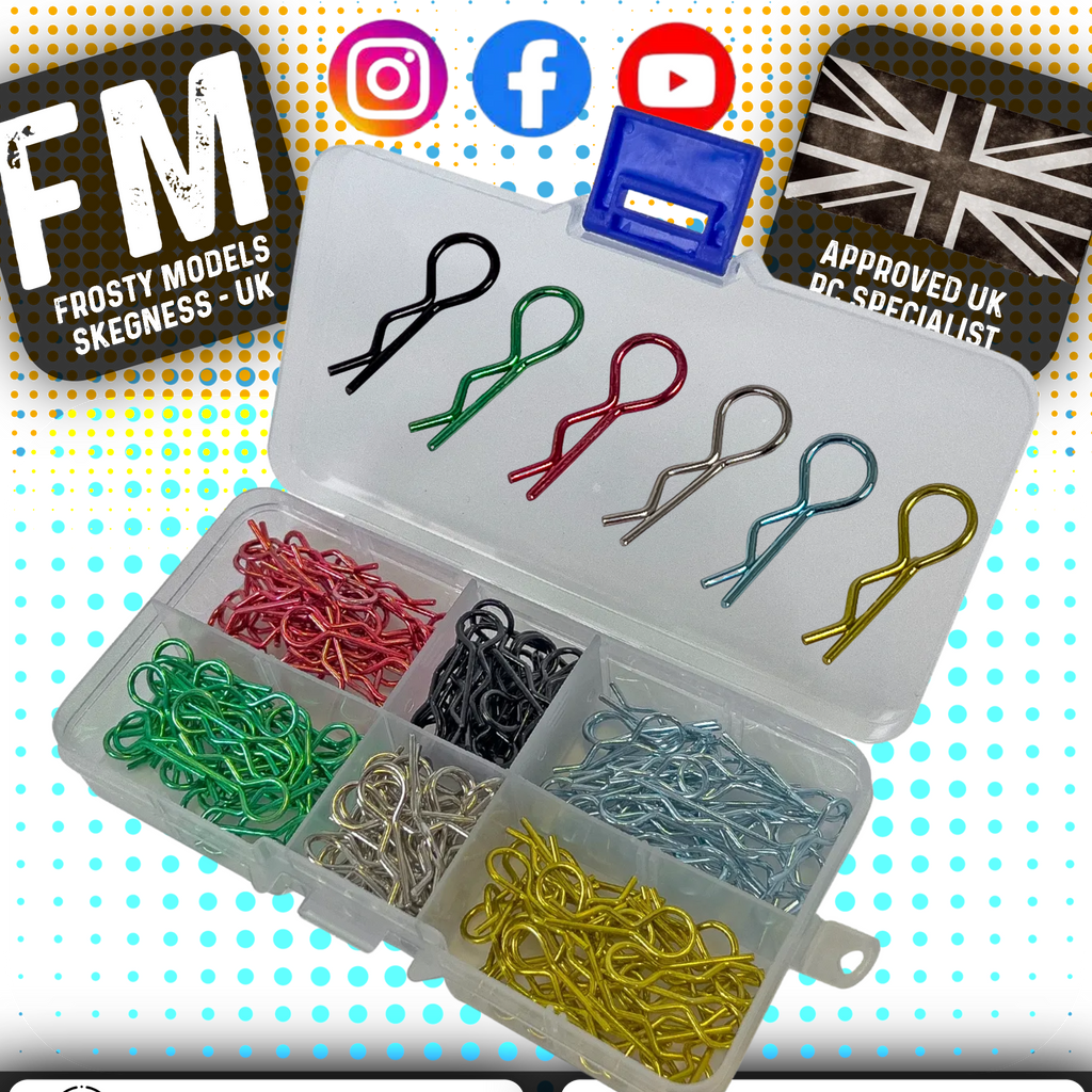 RC OVERHAUL - 180pcs RC Body Clips 1/10th (30pcs x 6 mixed colours) G-RCO-UN006COL
