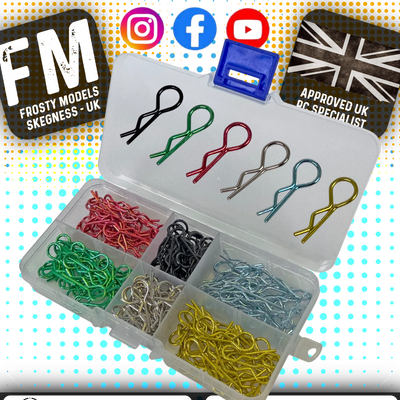 RC OVERHAUL - 180pcs RC Body Clips 1/10th (30pcs x 6 mixed colours) G-RCO-UN006COL