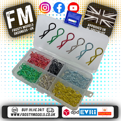 RC OVERHAUL - 180pcs RC Body Clips 1/10th (30pcs x 6 mixed colours) G-RCO-UN006COL