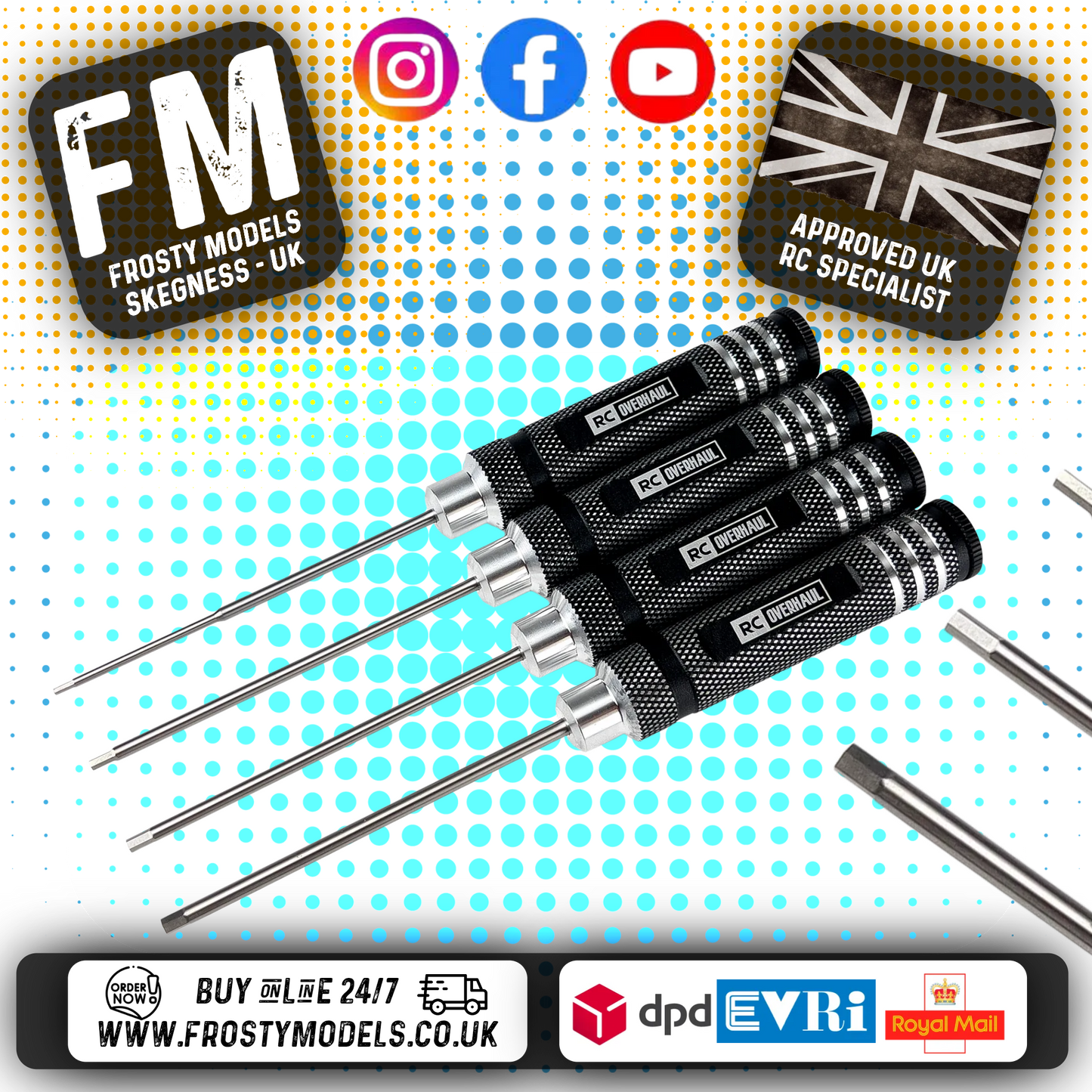 RC OVERHUAL - (4pcs) Hex Driver Set 1.5/2/2.5/3mm Black - T-RCO-TL002