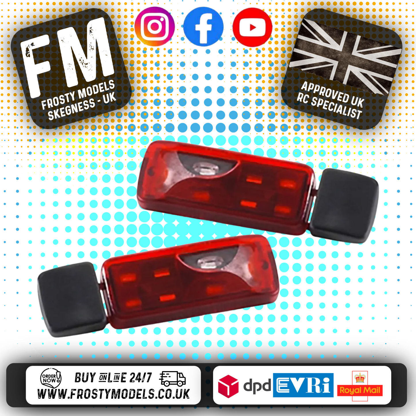 CARSON - 1/14 Tractor Truck Accessories - Tail lights 6-secton (2pcs) - C907038 (NO LEDS Included)