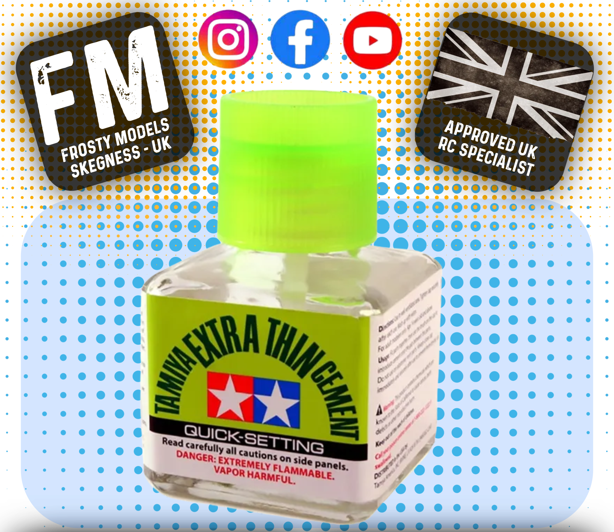 TAMIYA - 87182 EXTRA-THIN CEMENT 40ML (QUICK SETTING) - MODEL KIT GLUE - 40ML WITH BRUSH CAP