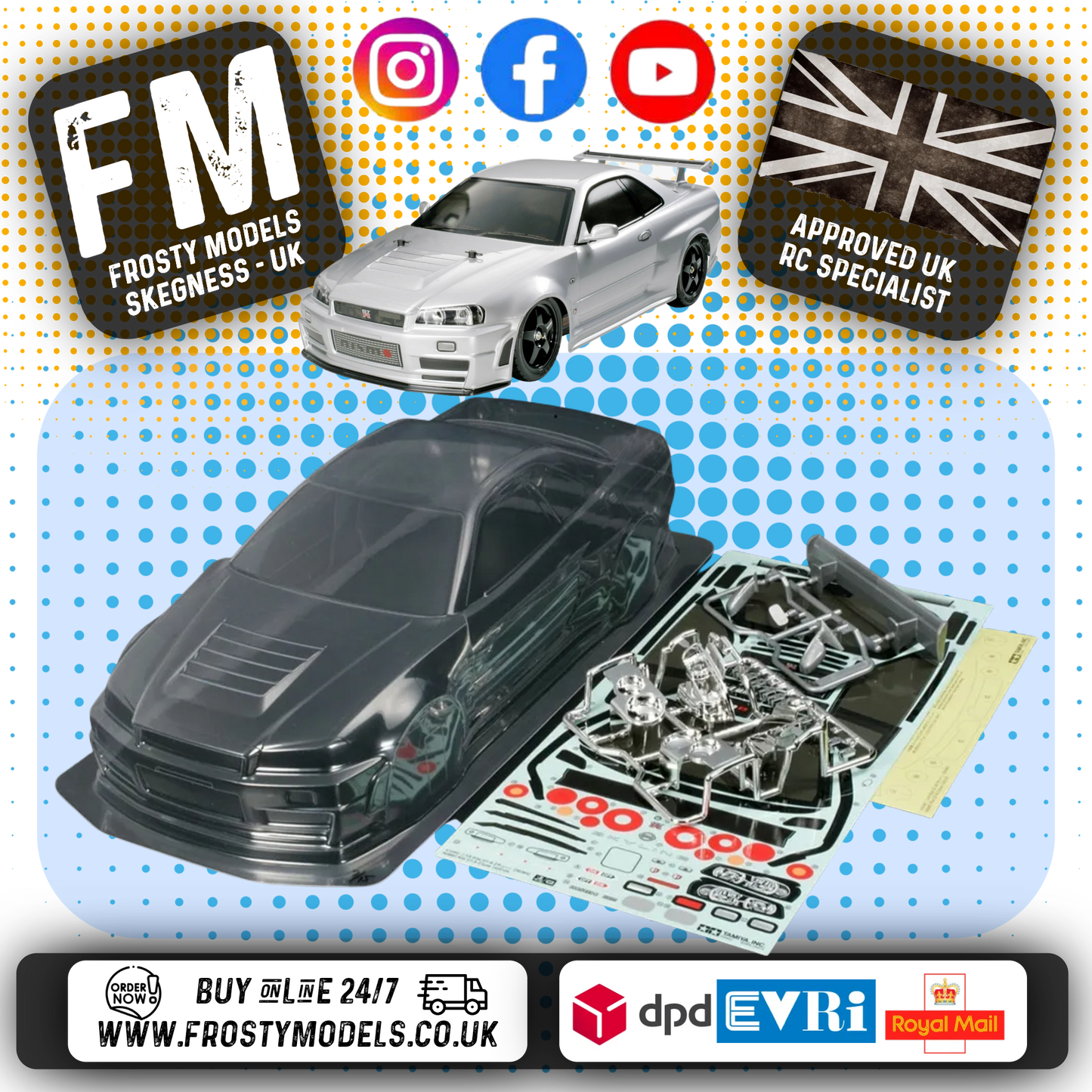 TAMIYA 51246 - 1/10 RC Nissan NISMO R34 GT-R Body Shell 190mm wide / 257mm Standard  Wheelbase
