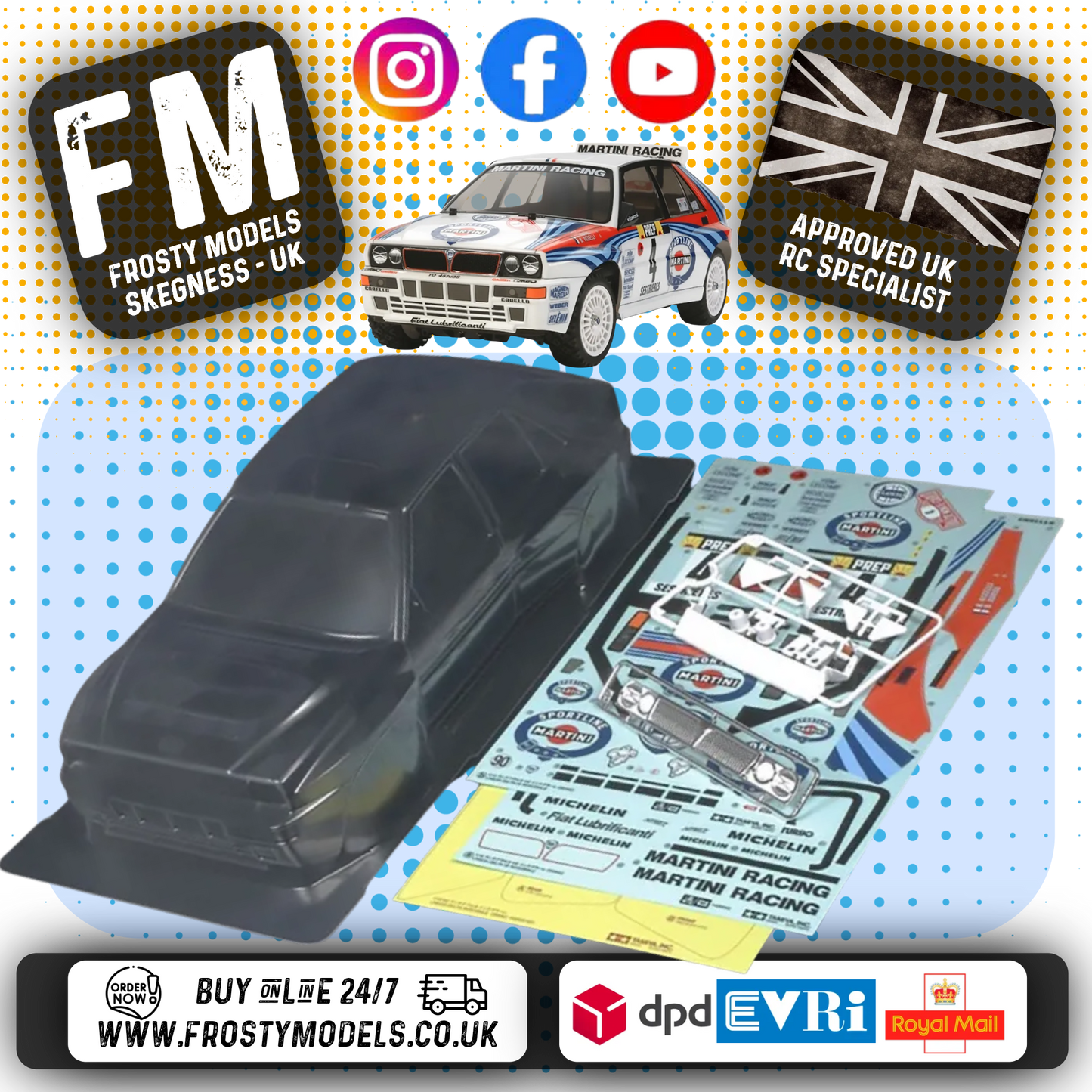 TAMIYA - 51401 1/10 RC LANCIA DELTA Body Shell 190MM Wide / Standard 257mm Wheelbase