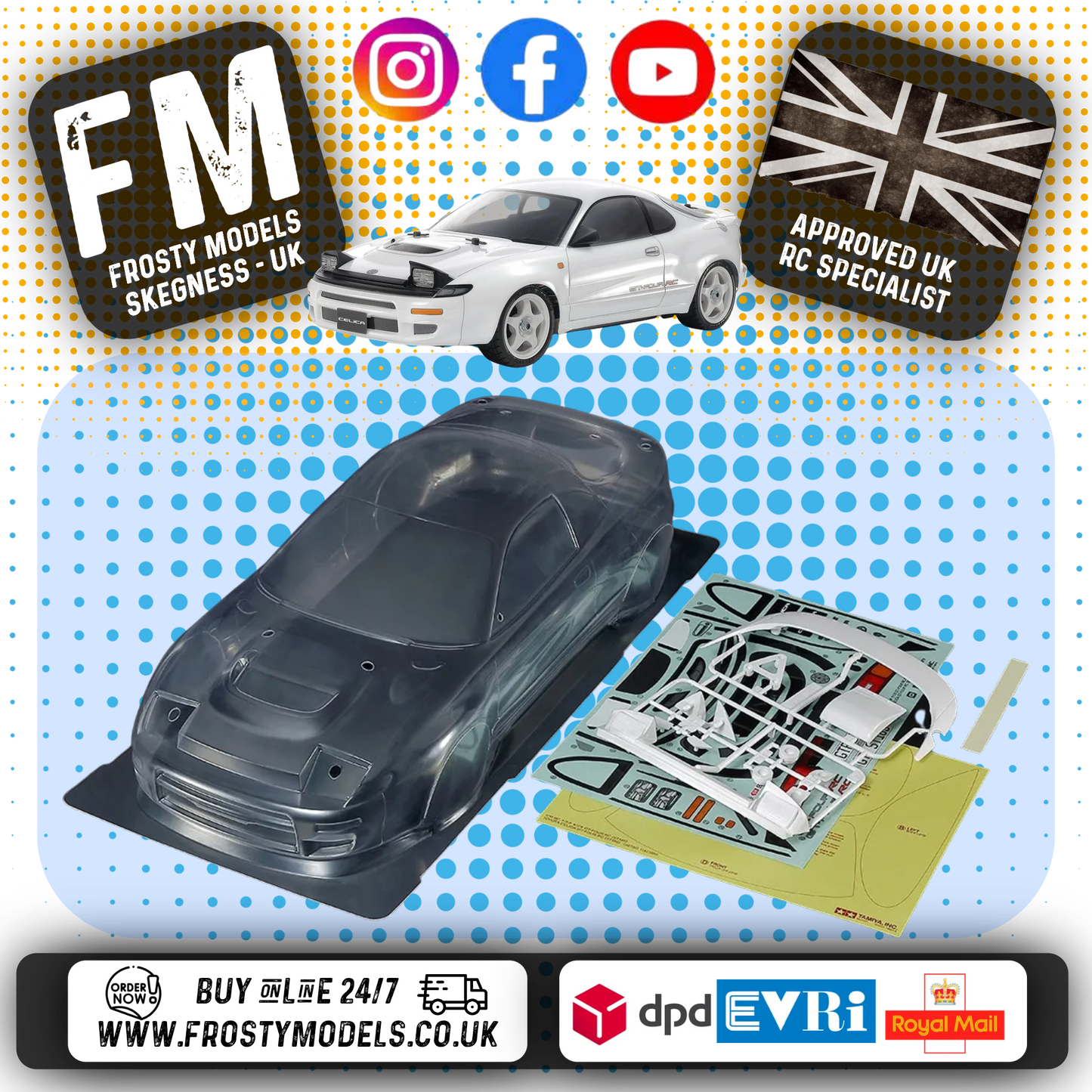 TAMIYA - 51728 1/10 RC TOYOTA GT-FOUR RC (ST185) Body Shell 190MM Wide / Standard 257mm Wheelbase
