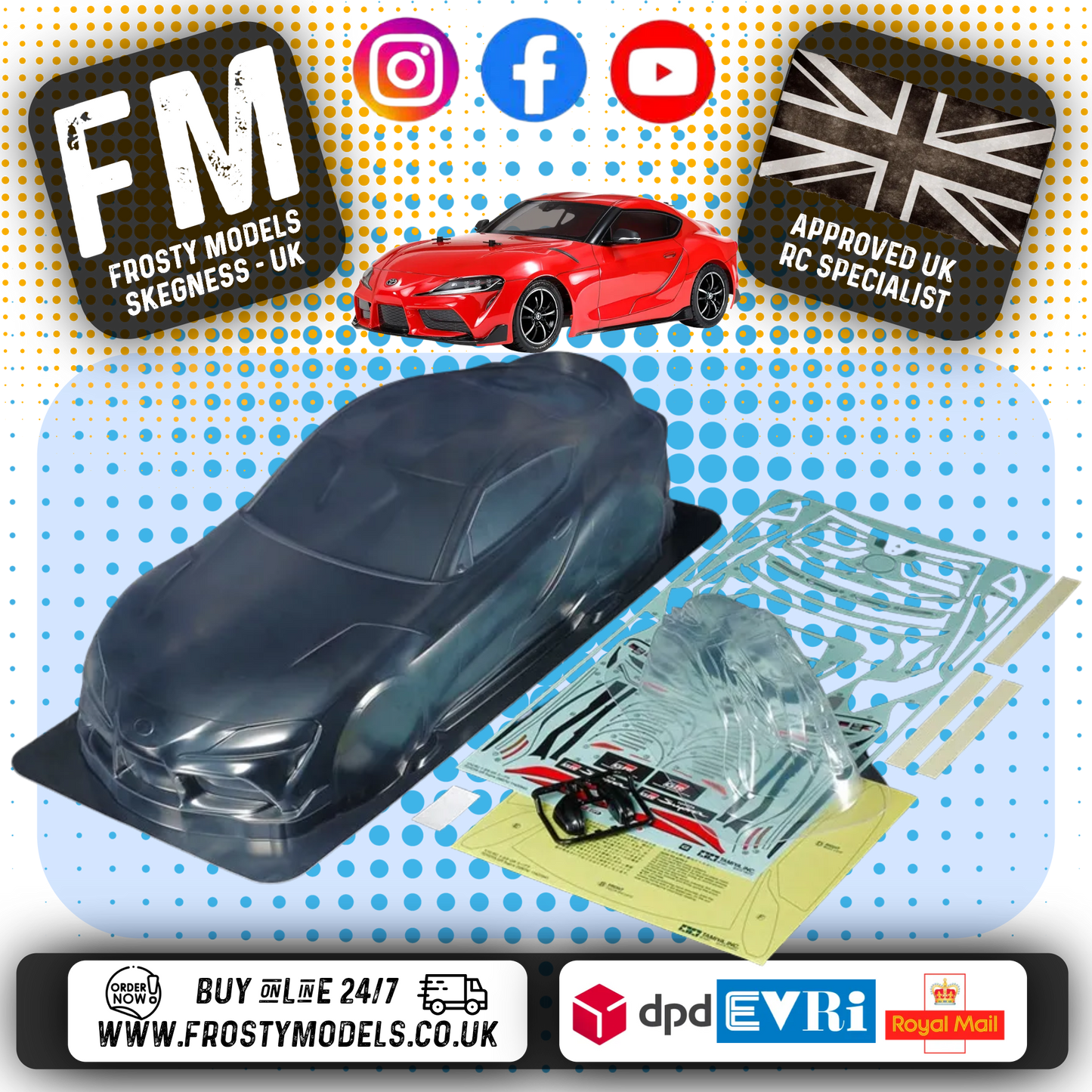 TAMIYA - 51622 1/10 RC TOYOTA GR Supra Body Shell 190MM Wide / Standard 257mm Wheelbase