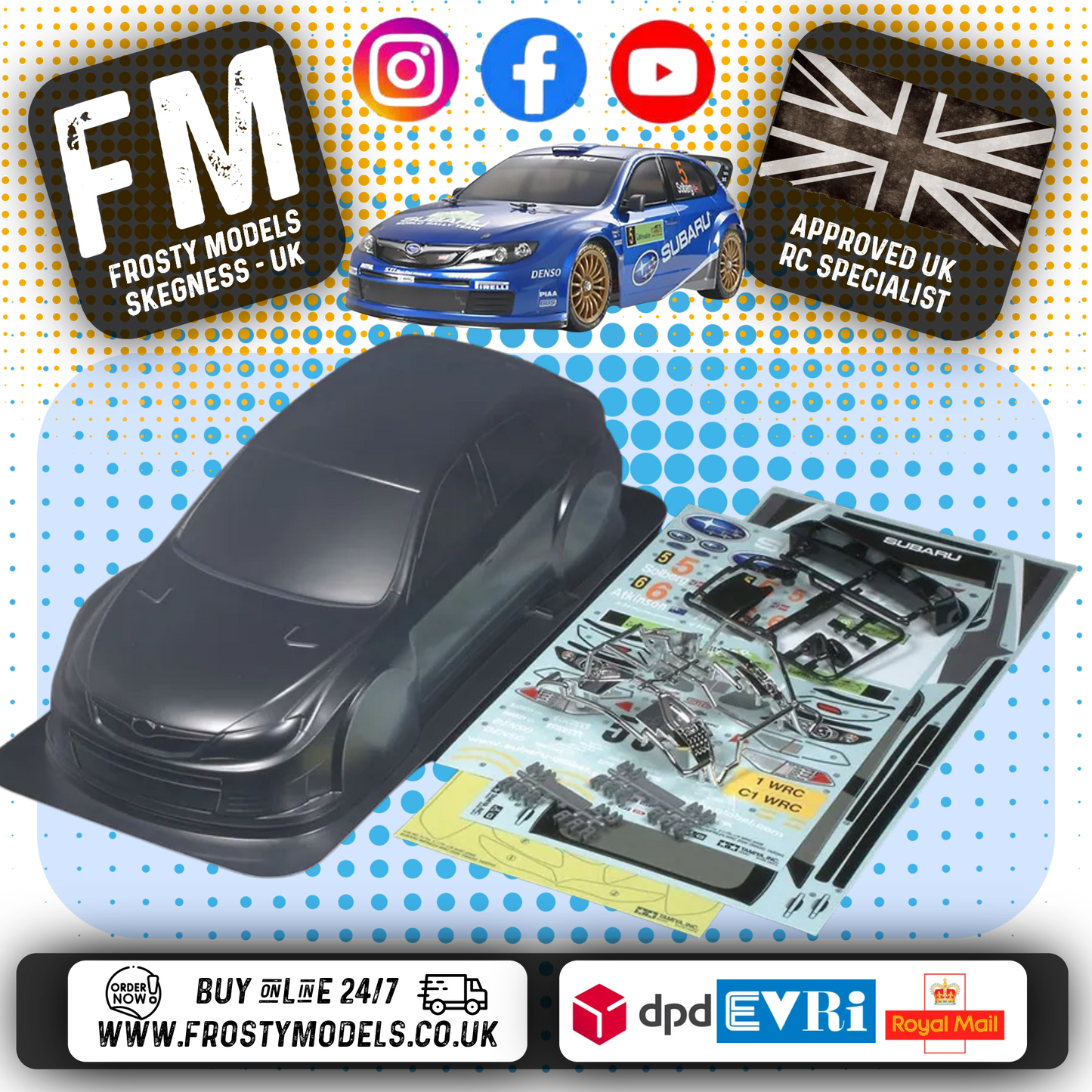 TAMIYA - 51364 1/10 RC SUBARU IMPREZA WRC 2008 Body Shell 190MM Wide / Standard 257mm Wheelbase