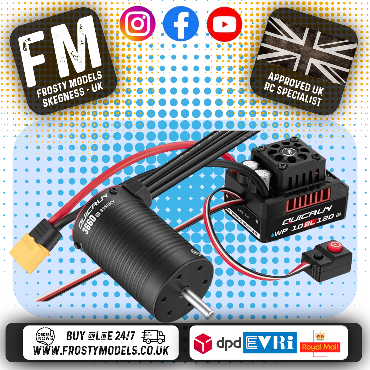 HOBBYWING - 5mm shaft QUICRUN Combo QR10BL120 (2-4S) G2 & 3660SL 3150KV G2 (For 1/10th Trucks, Buggies) Shaft Size 5mm - HW38030210