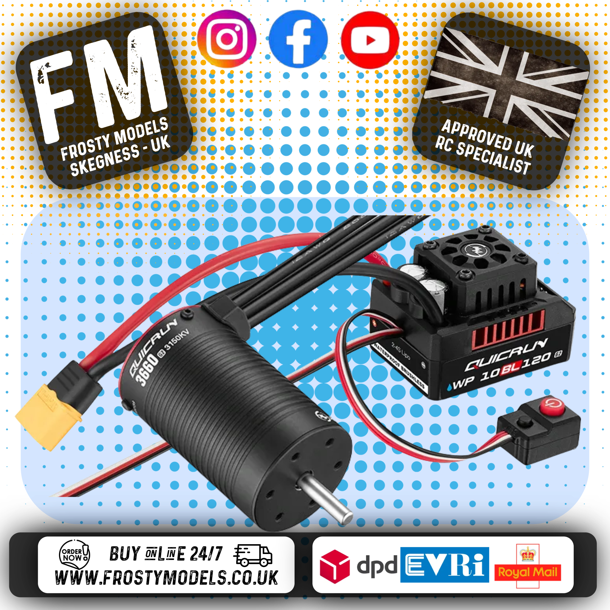 HOBBYWING - 5mm shaft QUICRUN Combo QR10BL120 (2-4S) G2 & 3660SL 3150KV G2 (For 1/10th Trucks, Buggies) Shaft Size 5mm - HW38030210