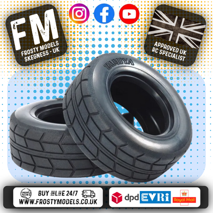 TAMIYA 51589 - TT01E 1/14 RC RACING EURO TRUCK TYRES / TIRES (2Pcs CARPET & TARMAC)