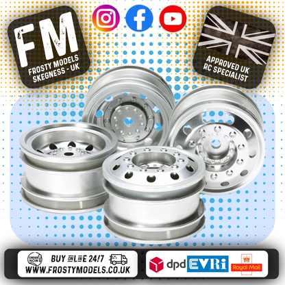 TAMIYA 51588 - TT01E RC 1/14 EURO TRUCK WHEELS F&R (SILVER) (2Pcs Each)