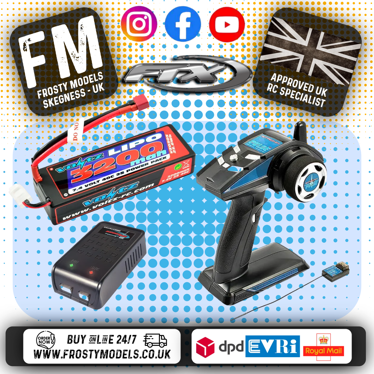 FTX - CARNAGE 2.0 1/10 2S BRUSHLESS  TRUCK 4WD RTR - INC's LIPO, CHARGER & RADIO