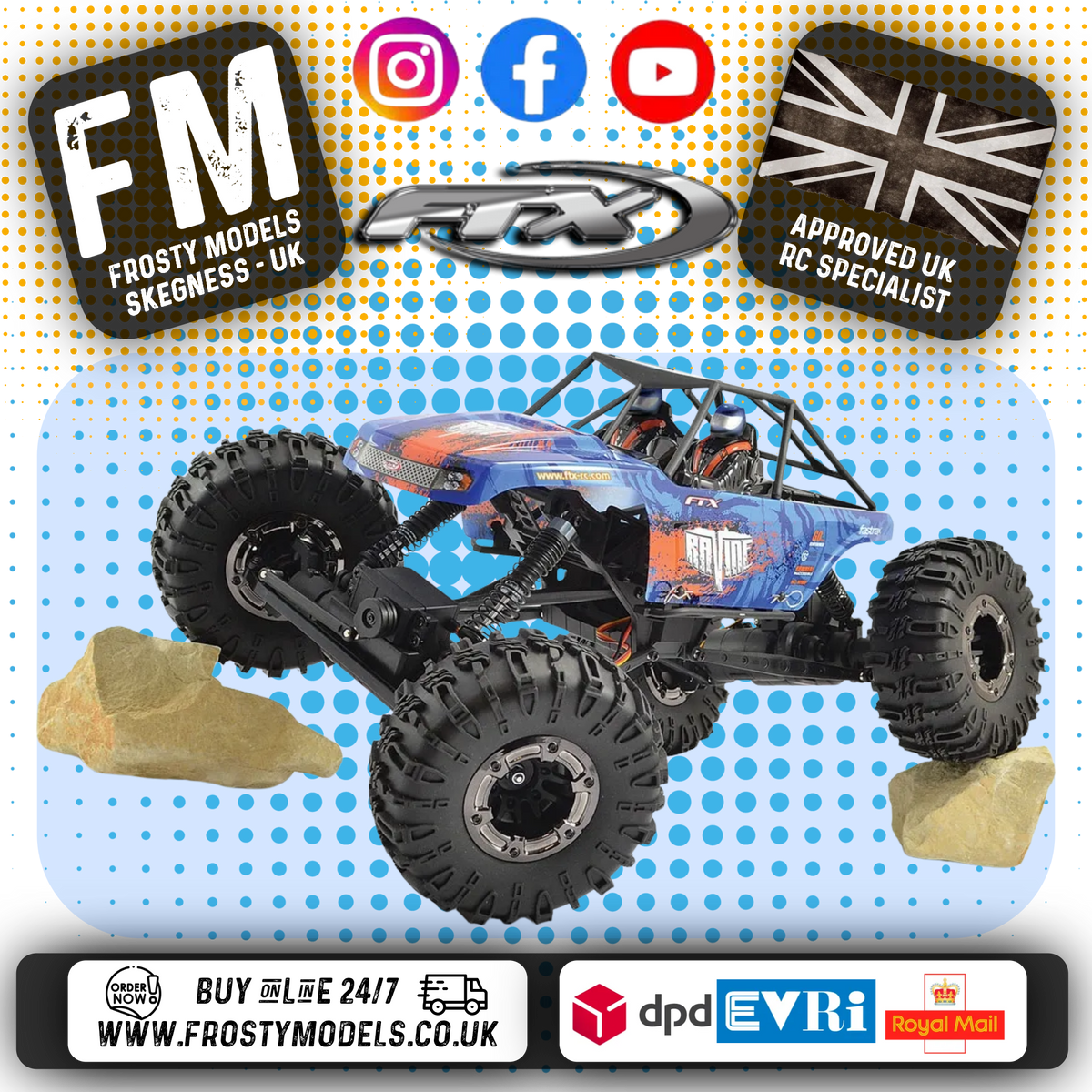 FTX - RAVINE 1:10 RC RTR (Twin Motor & Twin Servos) 4WS ROCK BUGGY CRAWLER - 2S Li-on, Charger & Radio Included - FTX5574