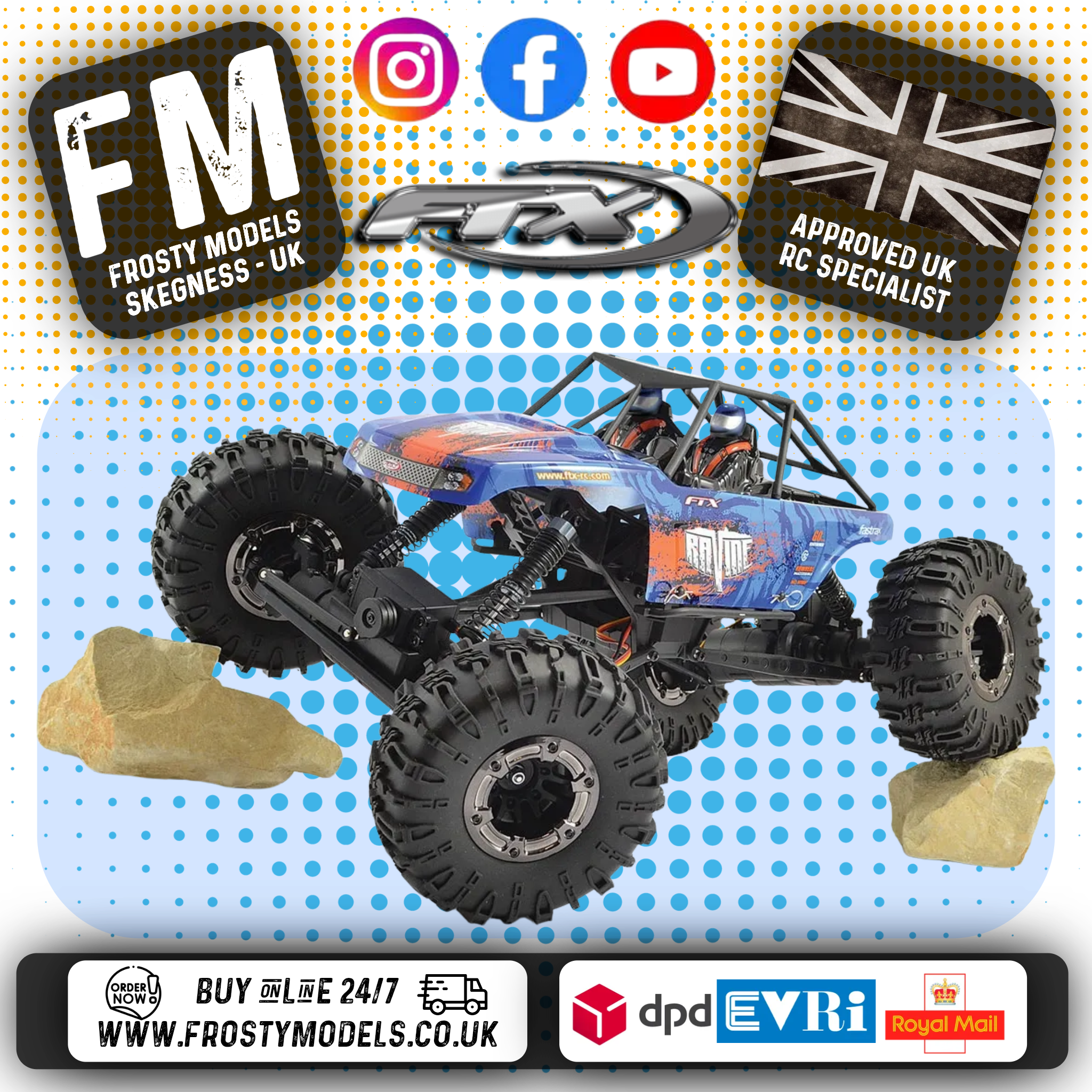 FTX - RAVINE 1:10 RC RTR (Twin Motor & Twin Servos) 4WS ROCK BUGGY CRAWLER - 2S Li-on, Charger & Radio Included - FTX5574
