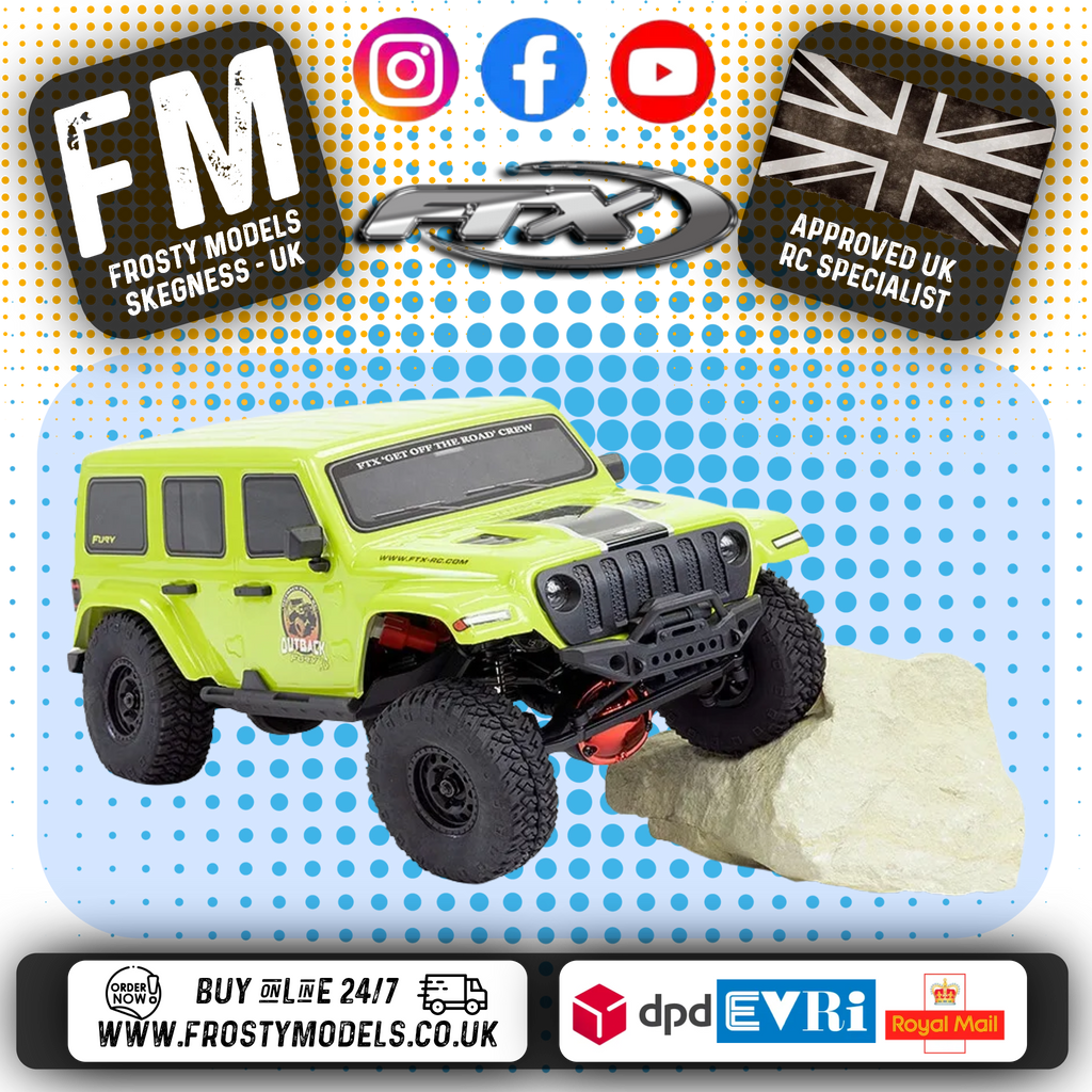 FTX - OUTBACK FURY XC RC RTR 1:16 TRAIL CRAWLER - YELLOW - FTX5592Y (working lights)