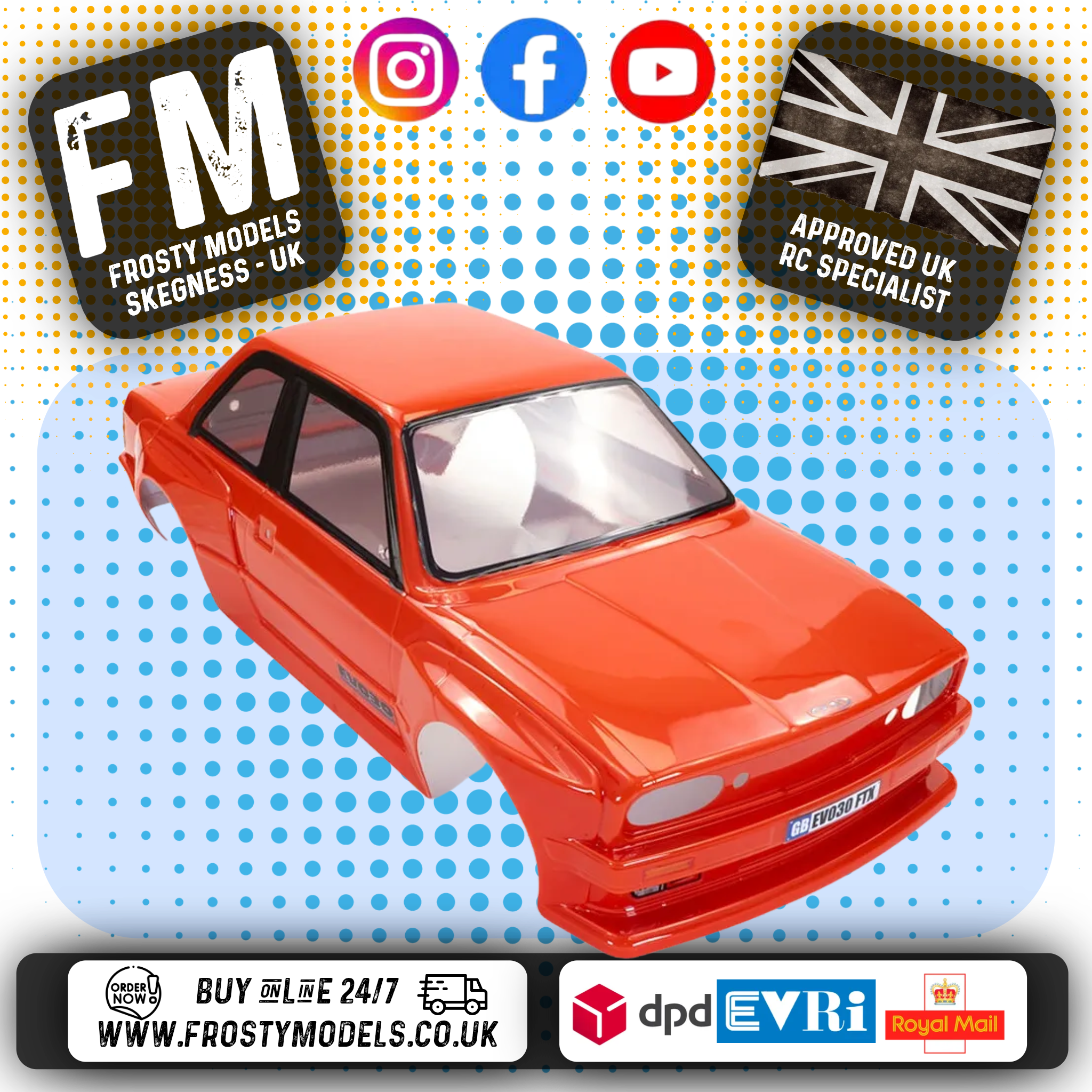 FTX - EVO30 1/10 (BMW E30 M3) PRE-PAINTED BODY & STICKERS - RED - FTX10578R