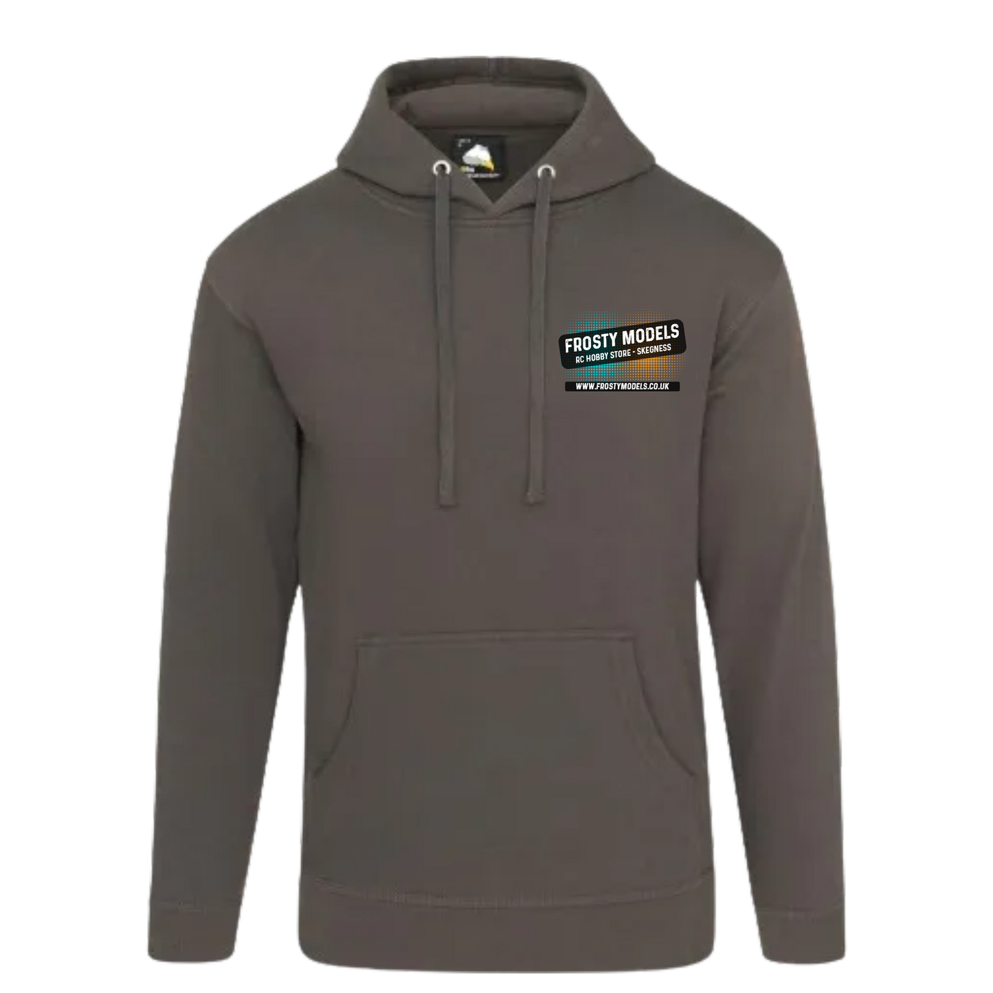 FROSTY MODELS - DARK GREY HOODIE SPONSORED LOGO (FRONT ONLY)
