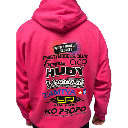 RACE DRIVER PROMO - HOT PINK HOODIE - CUSTOM BRANDS (BRAND BACK - YOUR NAME AT FRONT)