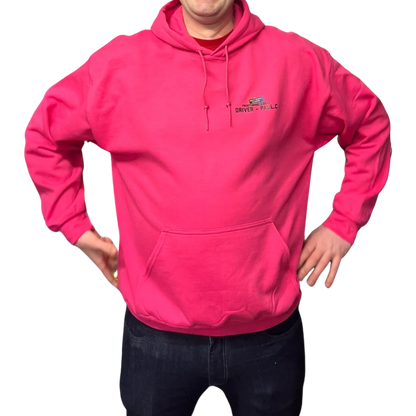 RACE DRIVER PROMO - HOT PINK HOODIE - CUSTOM BRANDS (BRAND BACK - YOUR NAME AT FRONT)