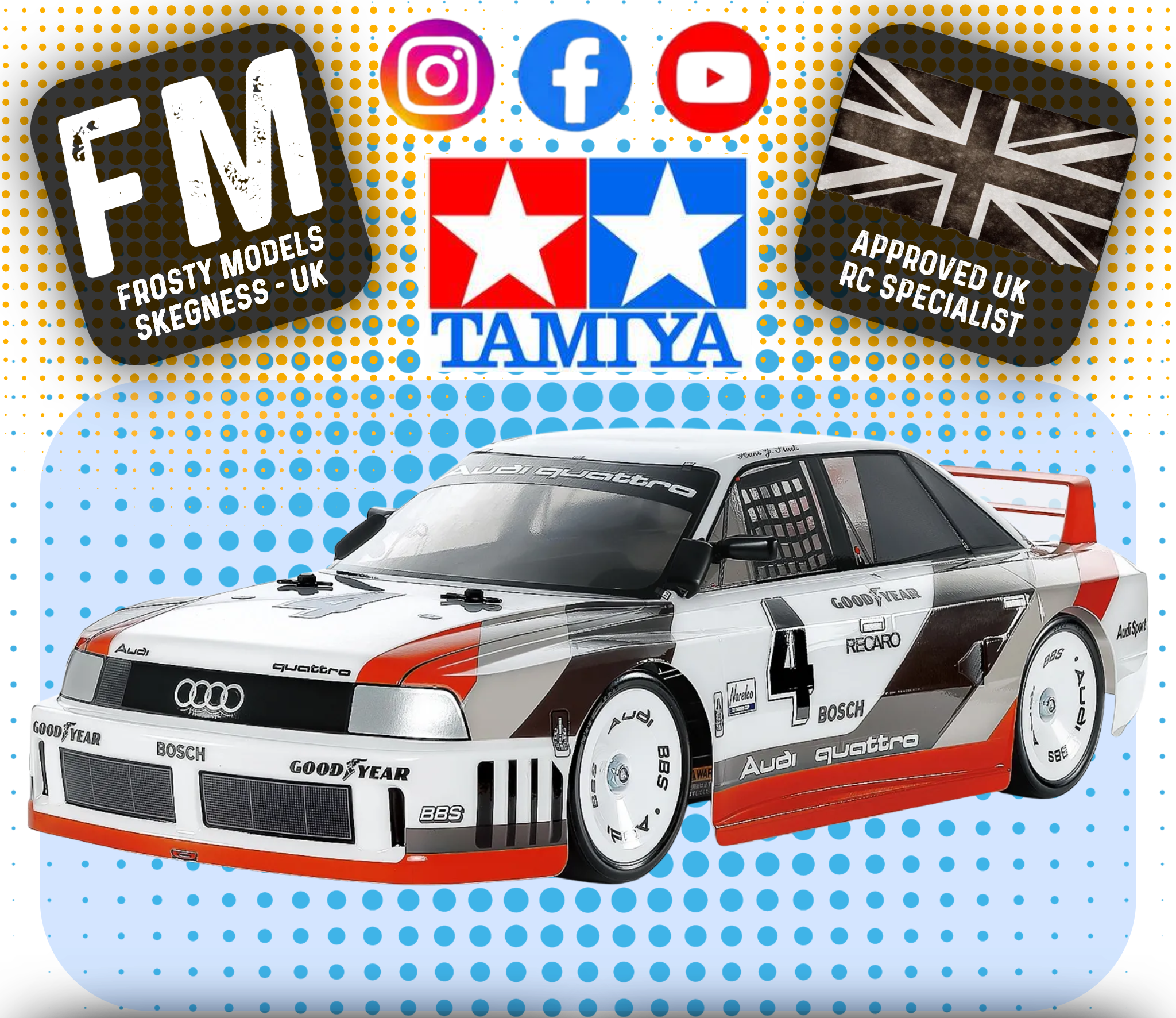 TAMIYA 58744 - Audi 90 Quattro Racing 4WD 1/10 TOURING CAR KIT (TT02) (INC'S MOTOR & ESC ONLY)