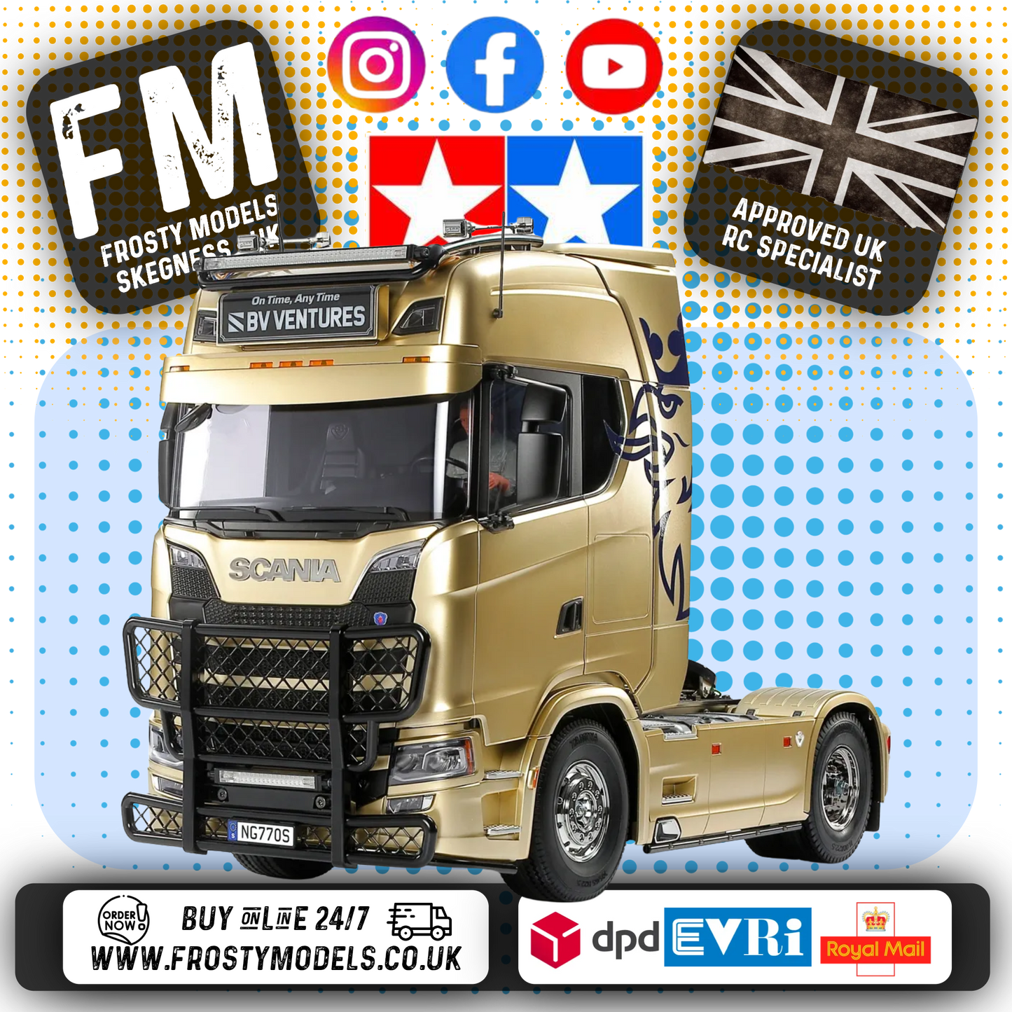 TAMIYA 56379 - RC TRACTOR TRUCK Scania 770 S 4X2 (2 AXLE) (INC'S MOTOR ONLY)
