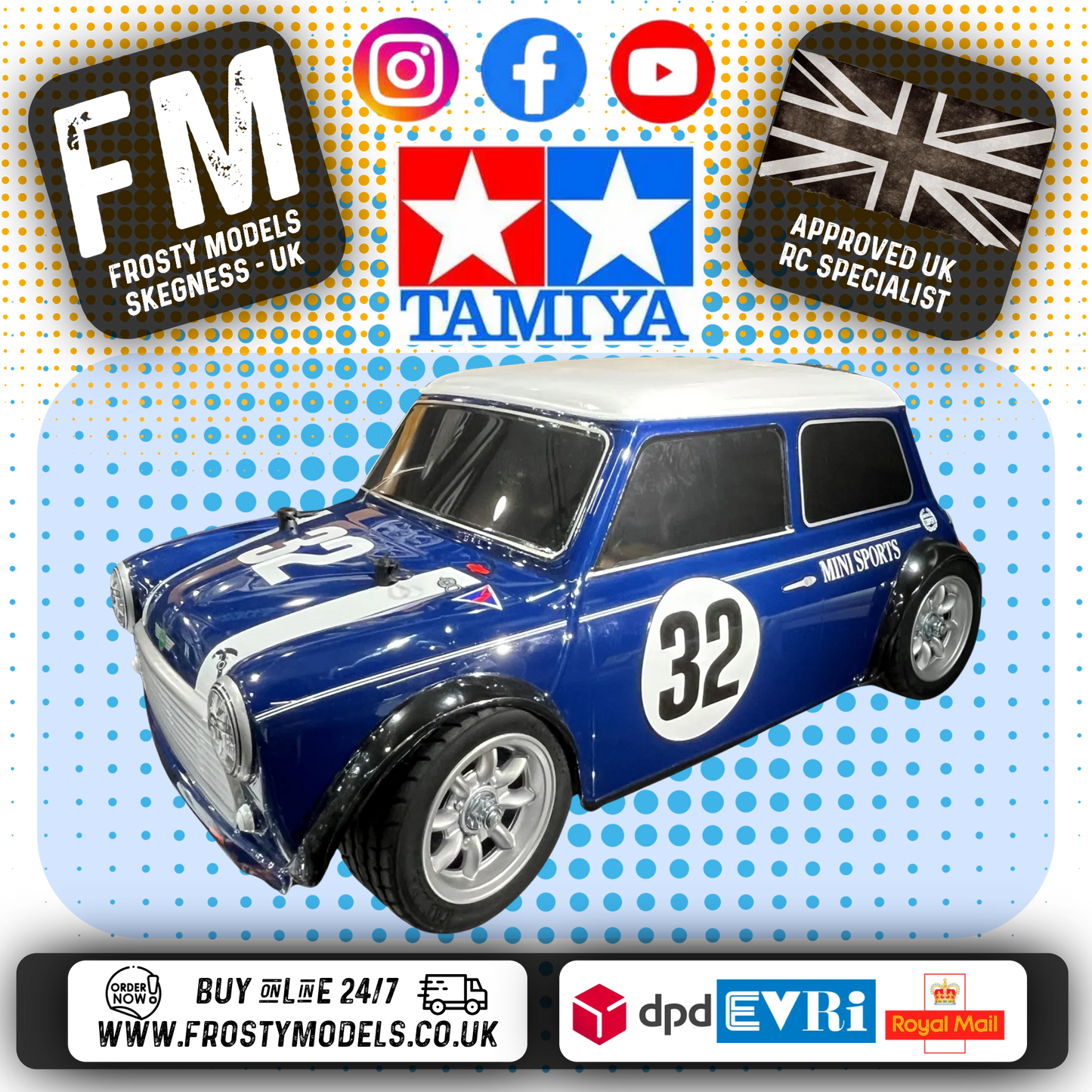 TAMIYA 58747 - (PRE-ORDER August 31st 2025) 1/10 RC Mini Cooper Racing RC KIT (MB01) INC's MOTOR & ESC ONLY