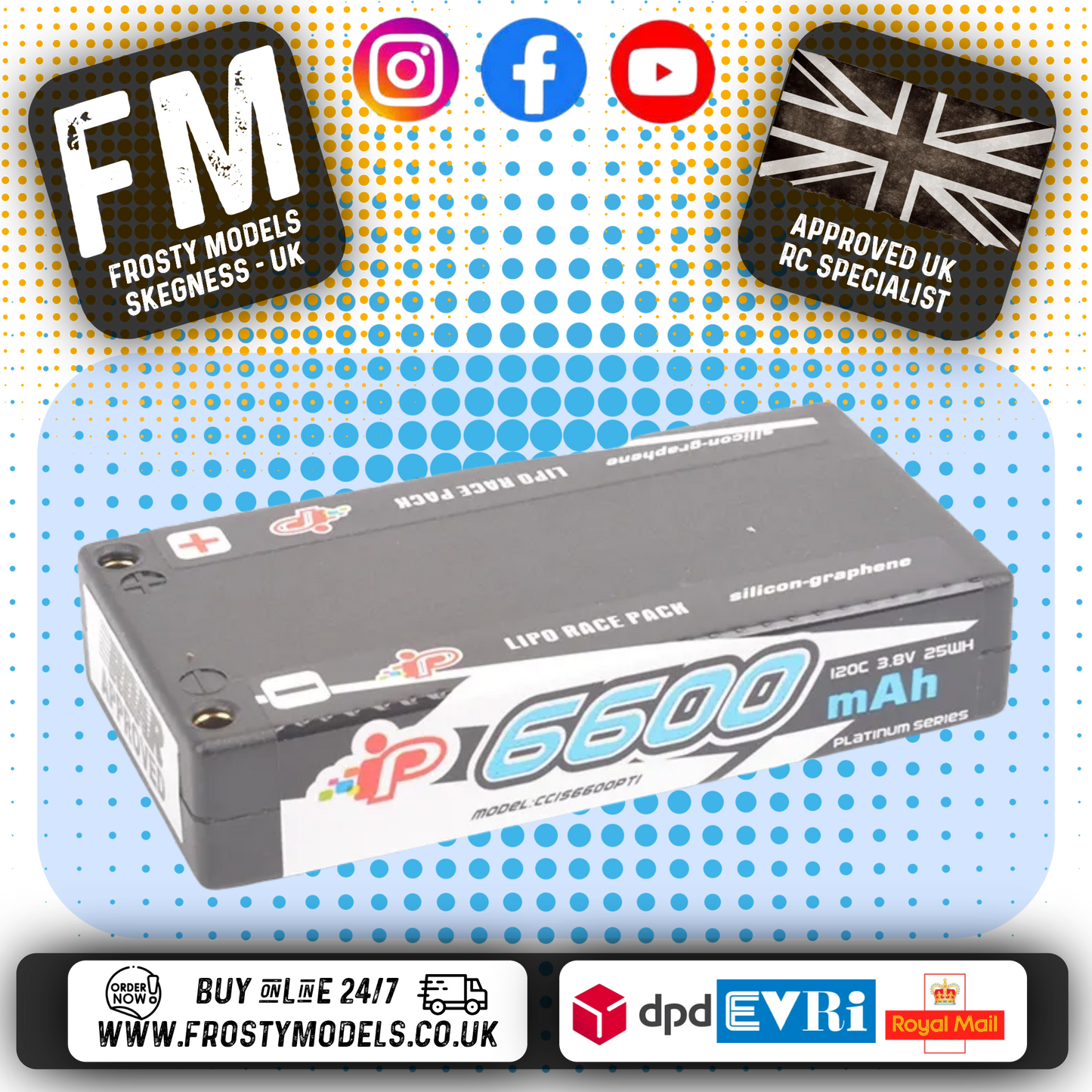 Intellect - LiPo LiHV 8600mAh 1S Battery 3.8V (L93xW47xH18.5mm Shorty) IPCC1S6600PT1