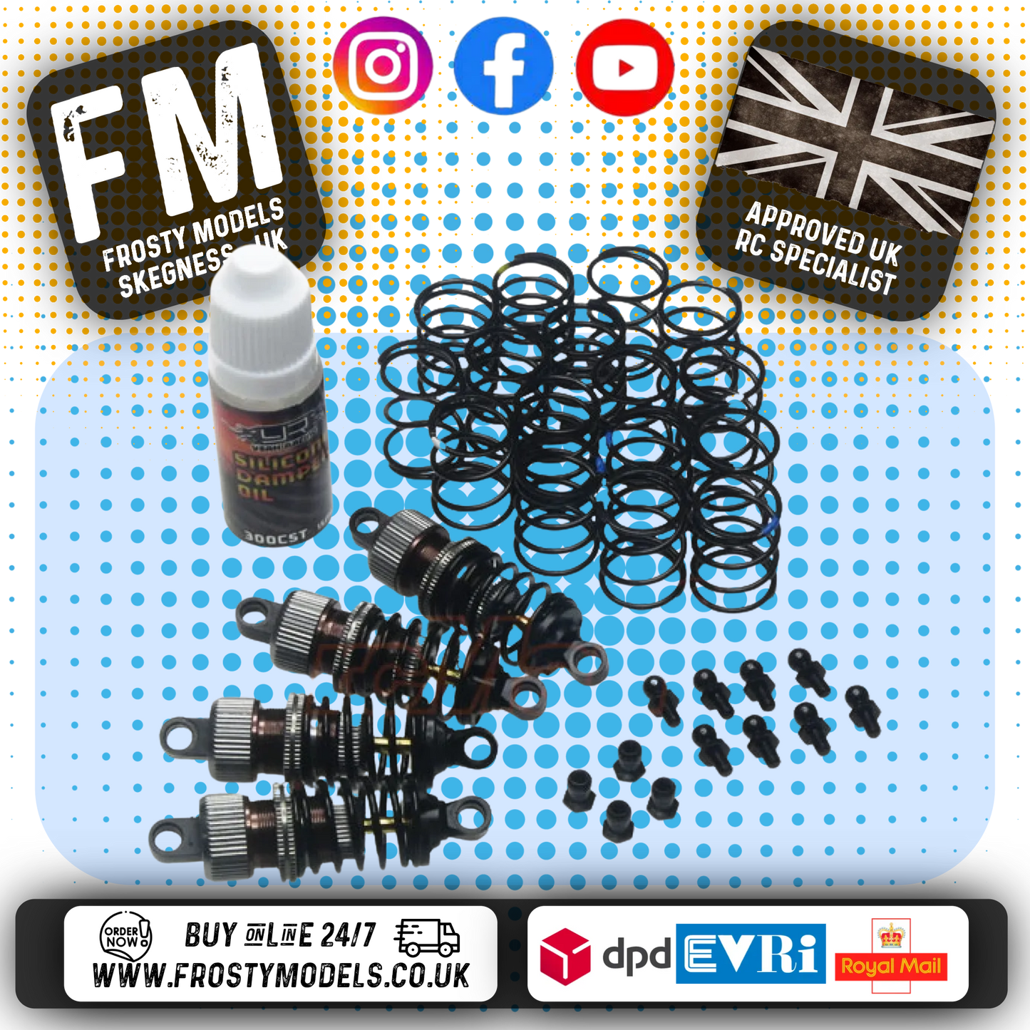 YEAH RACING - Alloy 50mm Damper Shocks Set 4pcs GREY (DSG-0050GM) Fits TT01E Euro Truck & M-Chassis)