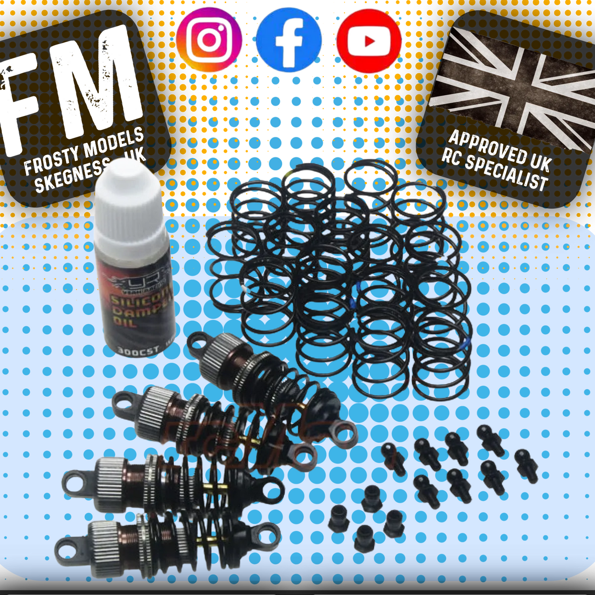 YEAH RACING - Alloy 55mm Damper Shocks Set 4pcs GREY Fits TT02 (DSG-0055GM)