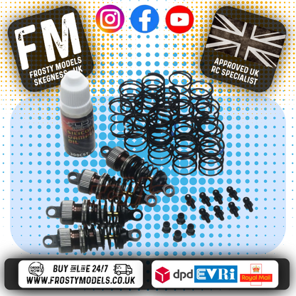 YEAH RACING - Alloy 50mm Damper Shocks Set 4pcs GREY (DSG-0050GM) Fits TT01E Euro Truck & M-Chassis)