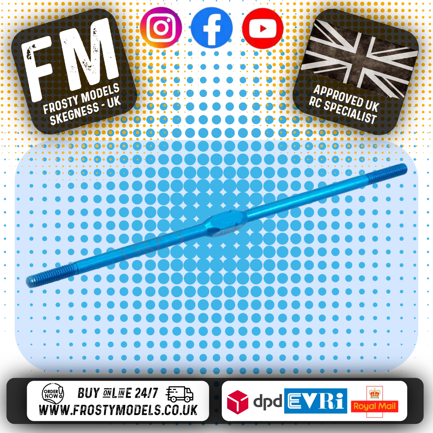 YEAH RACING - 7075 Aluminum Steering Turnbuckle Shaft 3 x 93mm For Tamiya M05 M06 - TAMC-007BU