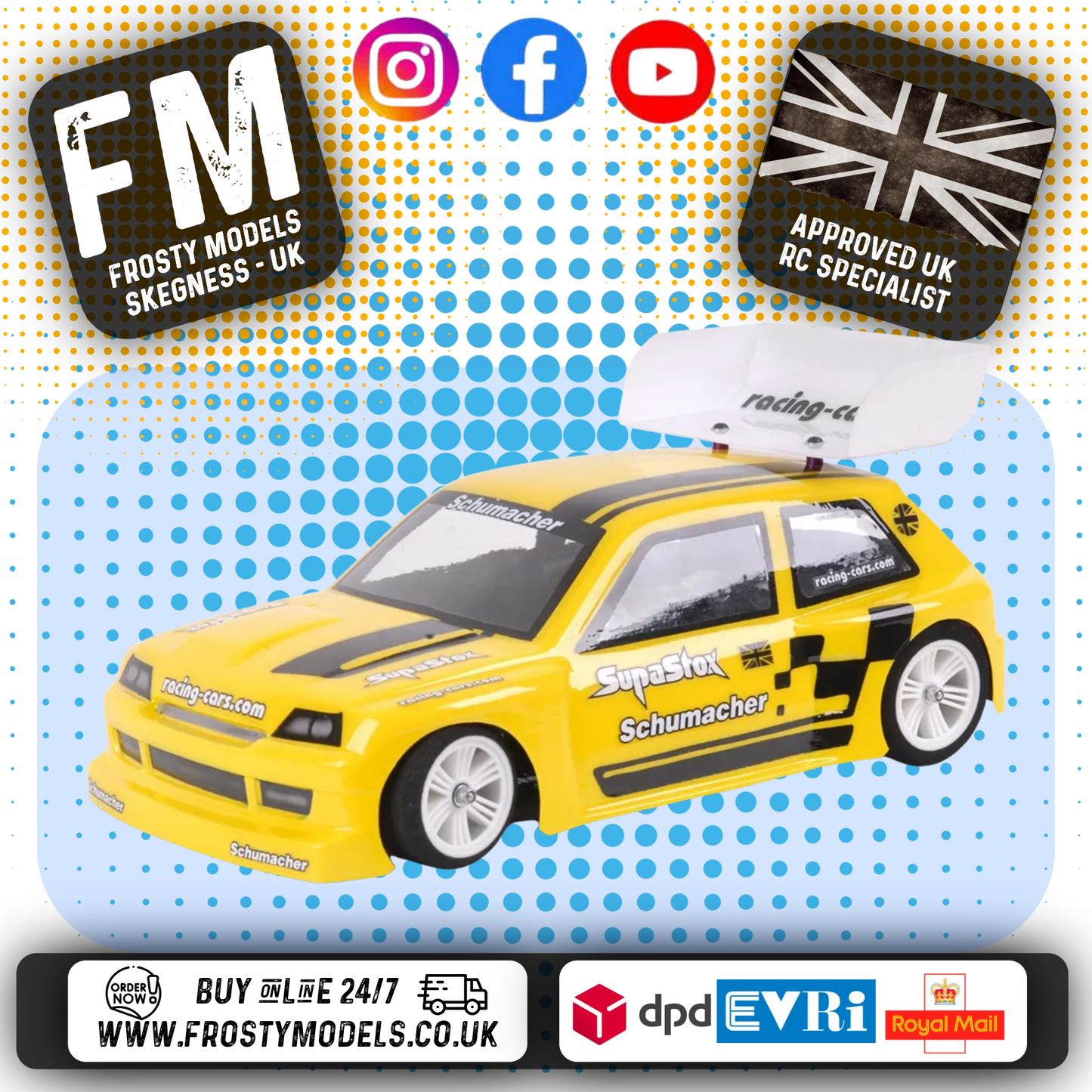 SUPASTOX HOT HATCH TYPE RC - GT12 1/12 SCALE (FITS ATOM) (1MM CLEAR LEXAN)