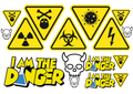 RC Car, Truck Stickers 1/10 Decals - 'I am the Danger' WARNINGS - Super High Quality A5 Sheet