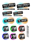 RC Car, Truck Stickers 1/10 Decals - FROSTY MODELS - Super High Quality A5 Sheet - SAMPLES