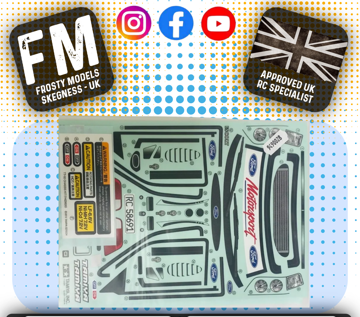 TAMIYA - Escort Cosworth Sticker Set. Item No. 9490028