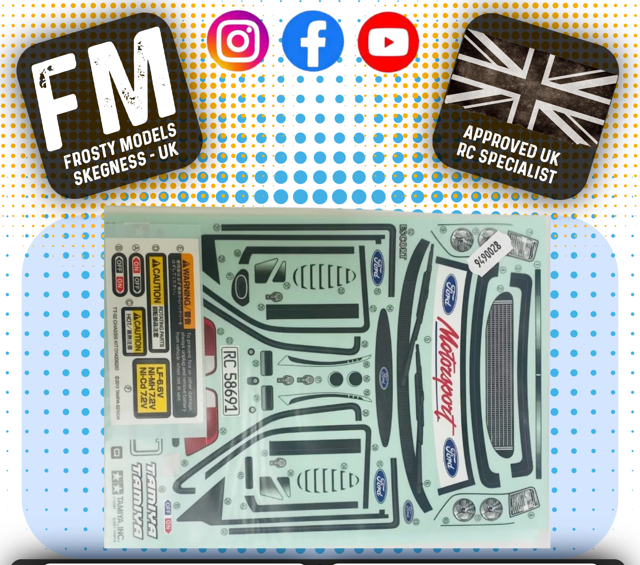 TAMIYA - Escort Cosworth Sticker Set. Item No. 9490028