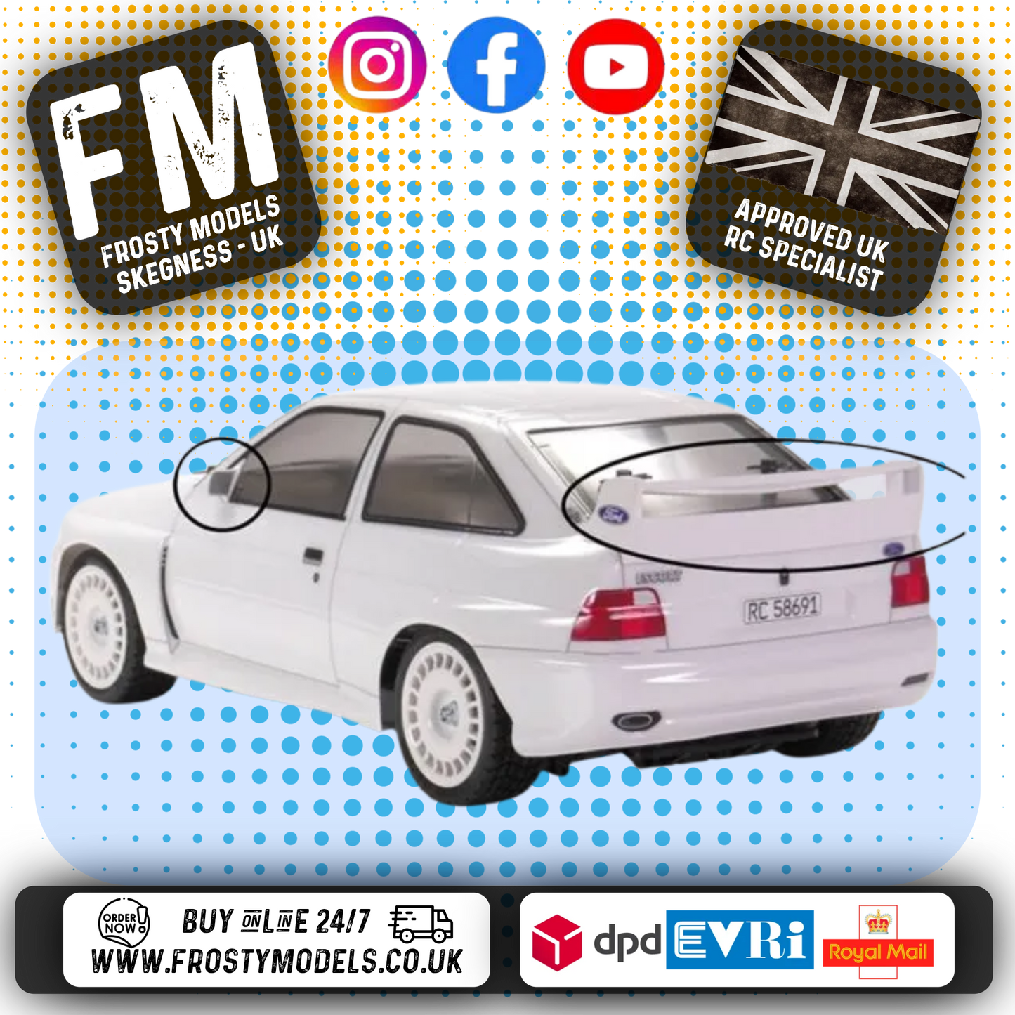 TAMIYA - Escort Cosworth Spoiler and Mirrors H Parts Set Item No. 9005564